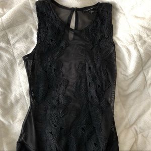 beautiful embroidered black floral body suit